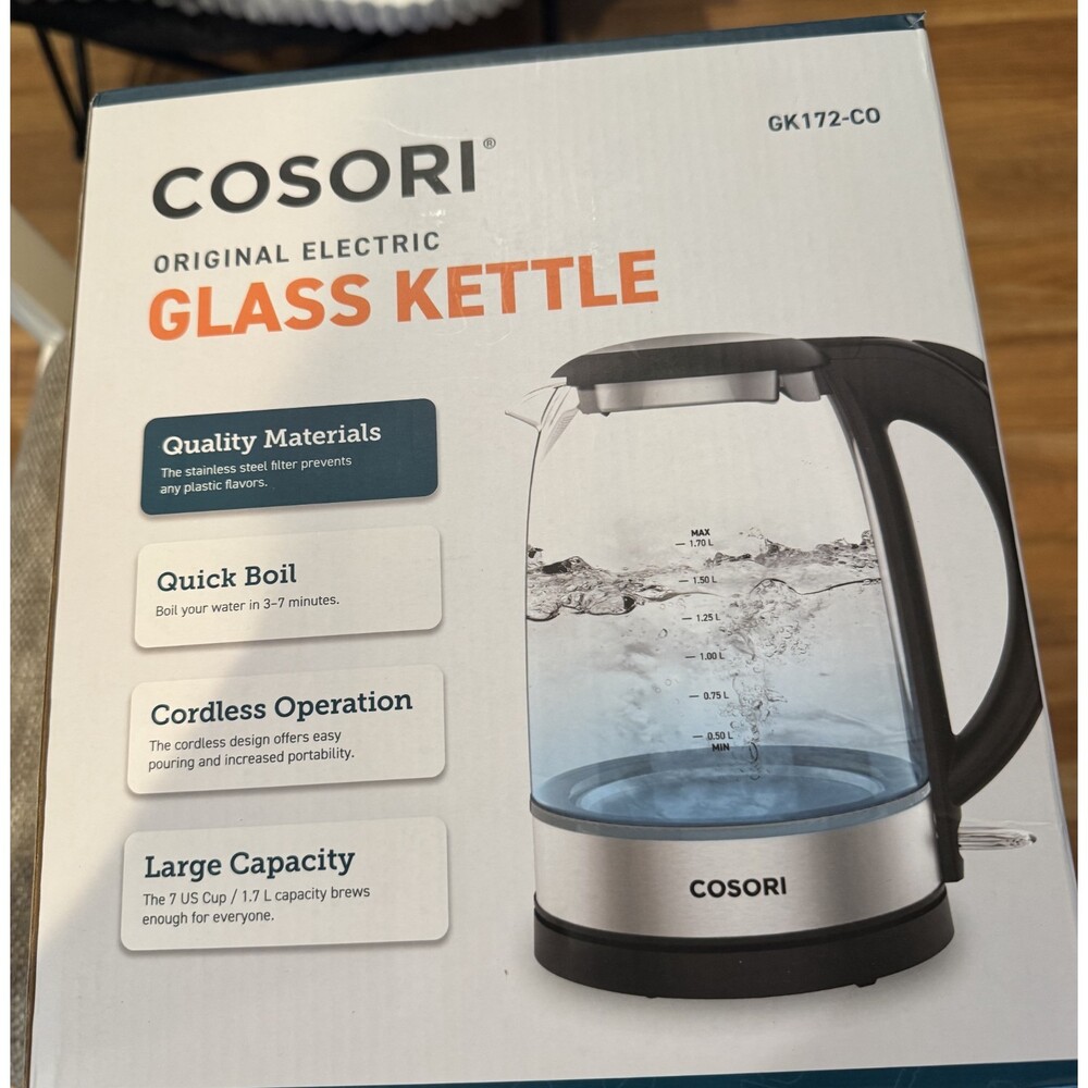 Cosori Electric Kettle, No Plastic Contact with Water, Wide Mouth Black New